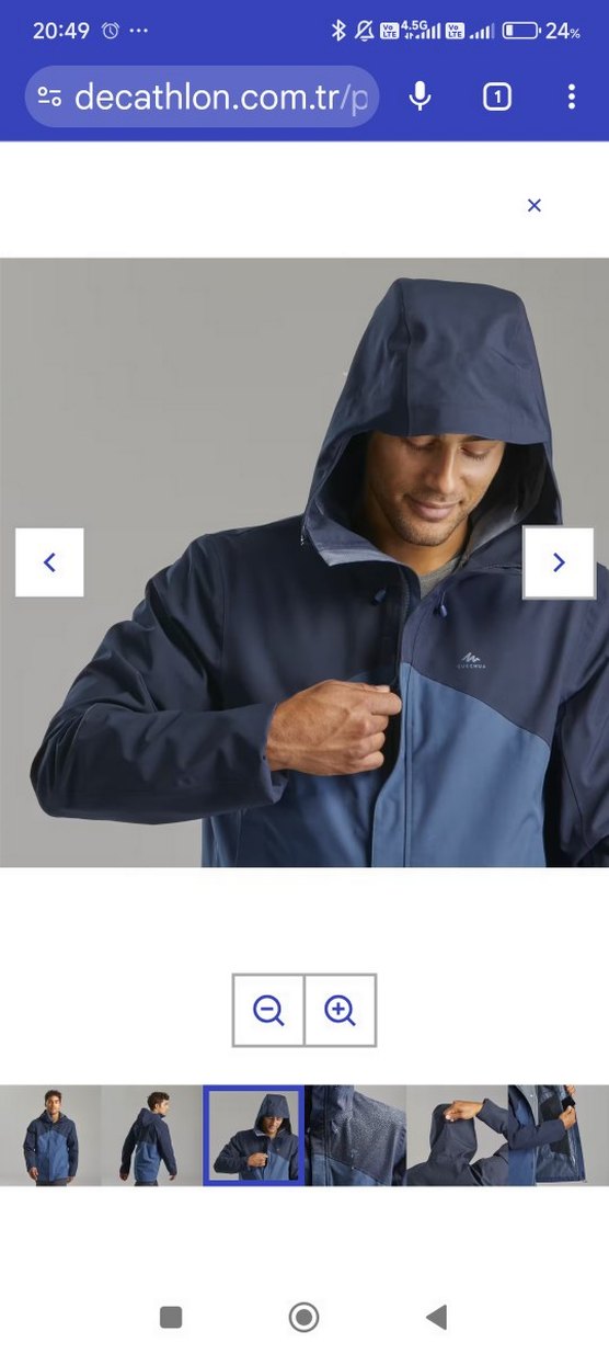 Quechua Erkek Mavi Kapüşonlu Ceket - Görsel 3