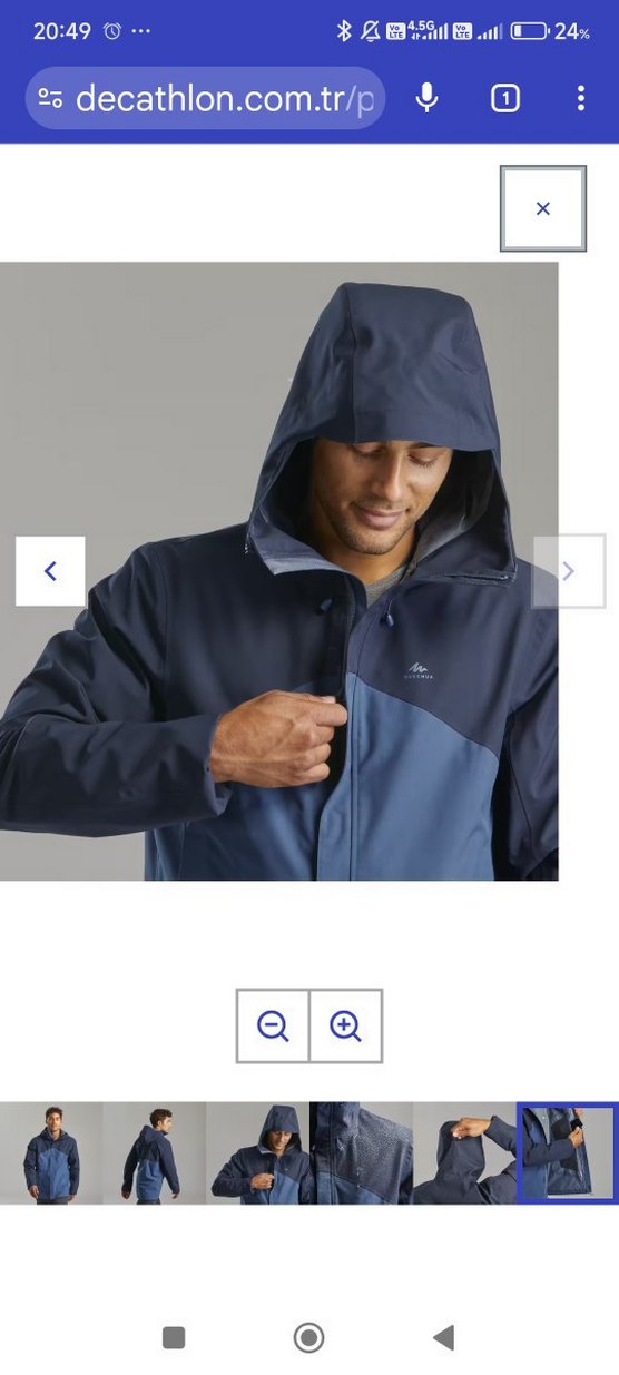 Quechua Erkek Mavi Kapüşonlu Ceket - Görsel 2