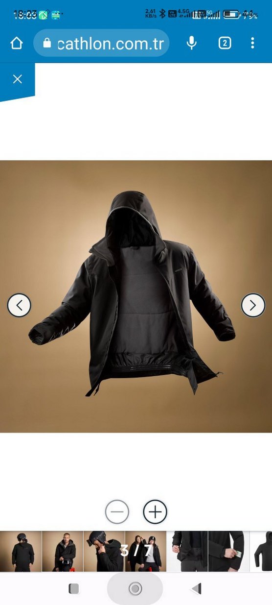 WEDZE Siyah Erkek Kayak Montu - Görsel 5