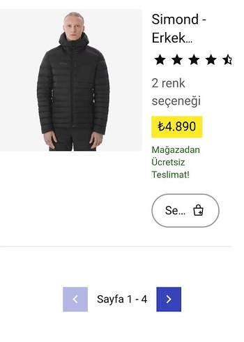 Decathlon Simond Erkek Siyah Sisme Mont