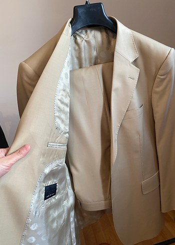 Bej Düğmeli Erkek Ofis Takım Elbise - Görsel 3