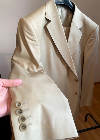 Bej Düğmeli Erkek Ofis Takım Elbise - Görsel 2