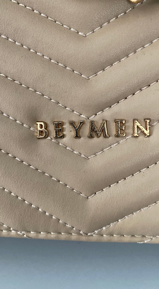 Bej Zincir Detaylı Deri Kadın Çanta - Görsel 3