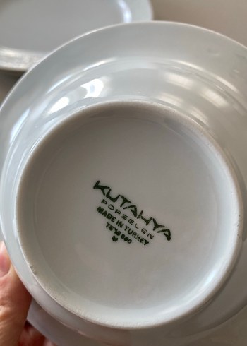 27prç 6kişilik !!!!kütahya Beyaz Kabartmalı Porselen Tabak Seti - Görsel 4