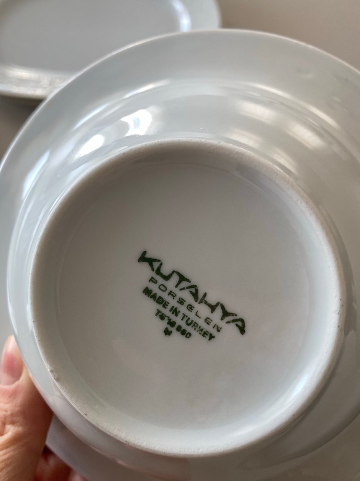 27prç 6kişilik !!!!kütahya Beyaz Kabartmalı Porselen Tabak Seti - Görsel 4