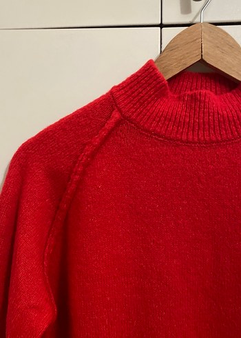 Kırmızı Yumuşak Dokulu Uzun Kollu Kadın Kazak - Görsel 3