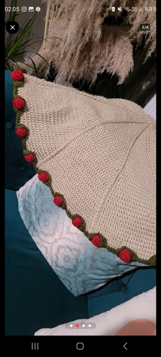 Nakışlı Kırmızı büket Battaniye - Görsel 2