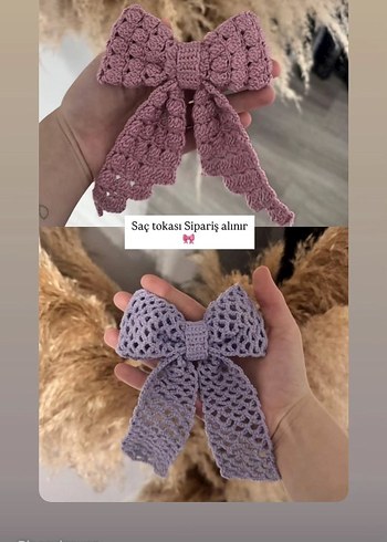 Kırmızı Örgü Fiyonk Saç Aksesuarı - Görsel 5