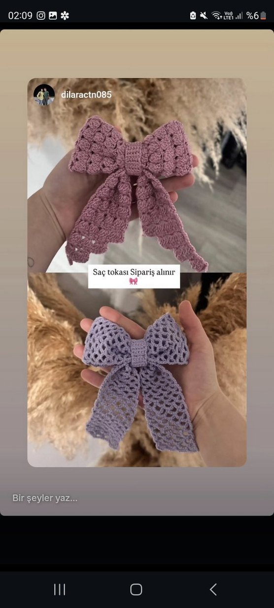 Kırmızı Örgü Fiyonk Saç Aksesuarı - Görsel 5