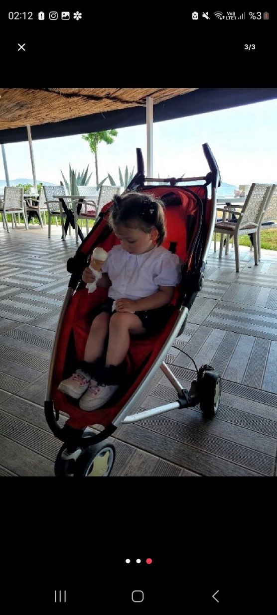 3 teker Kırmızı ve Gri Bebek Arabası - Görsel 2