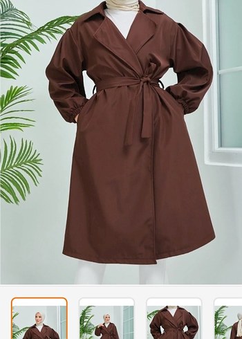 Kahverengi Kemerli Kadın Trençkot - Görsel 2