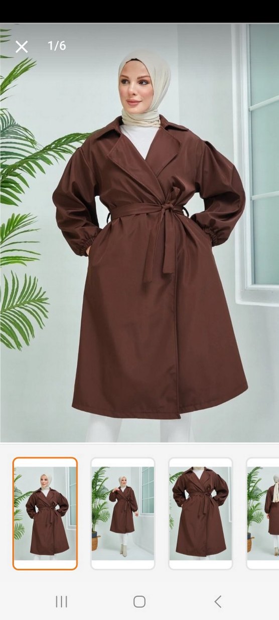 Kahverengi Kemerli Kadın Trençkot - Görsel 2