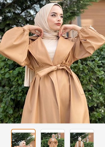 Bej Kadın Uzun Süet Trençkot - Görsel 2