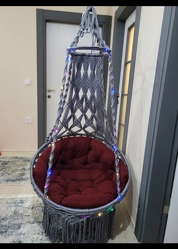 Bej Renkli Örgü Bebek Salıncağı - Görsel 2