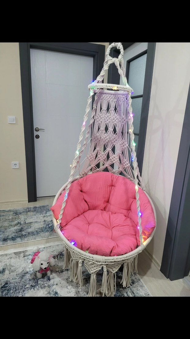 Bej Renkli Örgü Bebek Salıncağı - Görsel 4