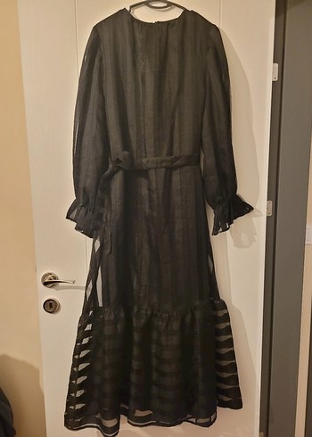 Siyah Uzun Fırfırlı Gotik Elbise - Görsel 2