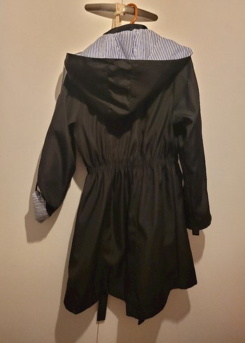 Siyah Kemerli Midi Kadın Ceket - Görsel 4