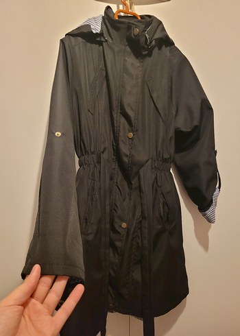 Siyah Kemerli Midi Kadın Ceket - Görsel 3