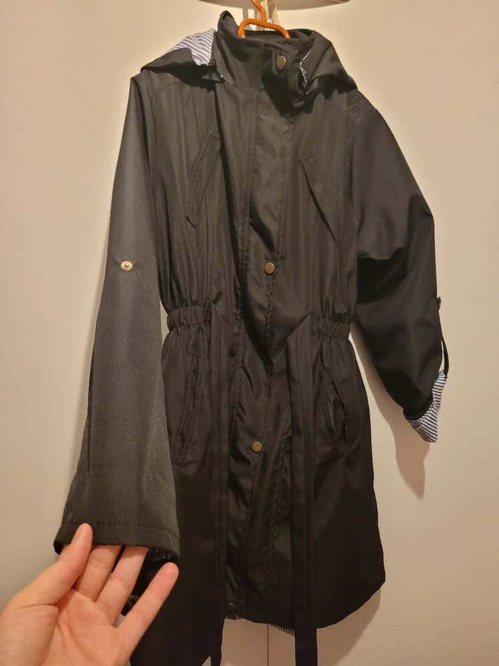 Siyah Kemerli Midi Kadın Ceket - Görsel 3