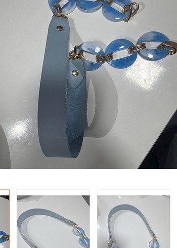 Mavi boncuklu deri çanta askı - Görsel 2