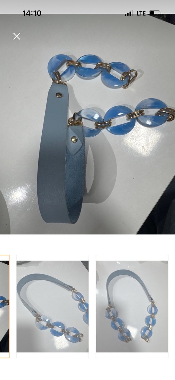 Mavi boncuklu deri çanta askı - Görsel 2