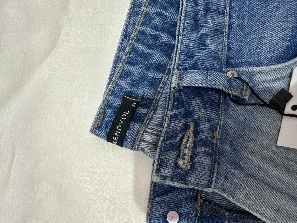 Kadın Mavi Batik Desenli Regular Fit Denim Jean - Görsel 3