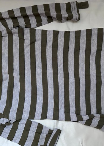 Çizgili Gri  Tişört Uzun Kollu - Görsel 3