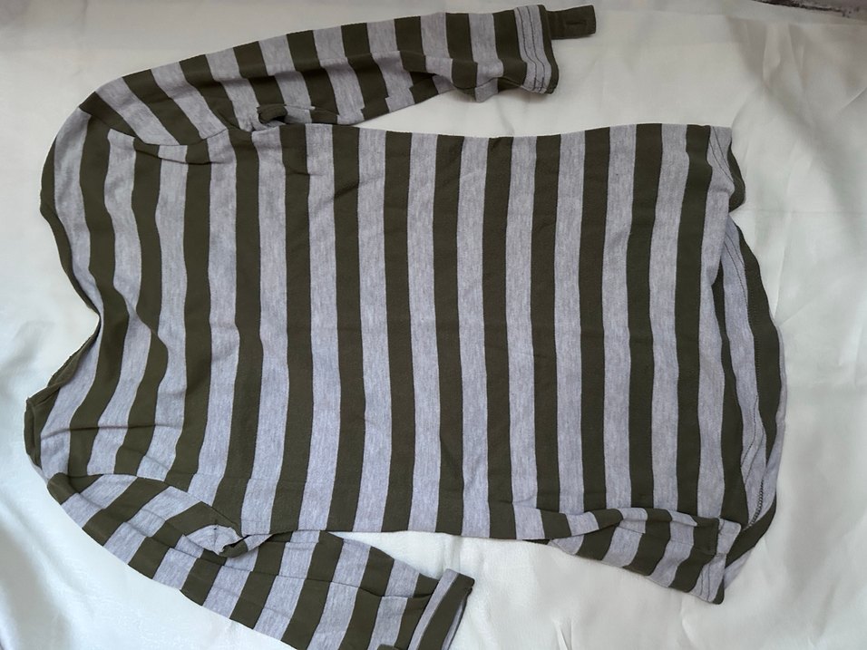 Çizgili Gri  Tişört Uzun Kollu - Görsel 3