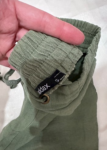 Yeşil Kemerli Keten Kadın Pantolon - Görsel 2