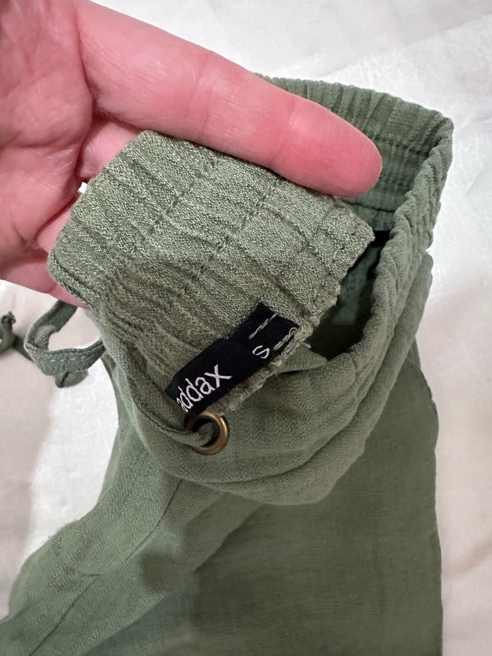 Yeşil Kemerli Keten Kadın Pantolon - Görsel 2