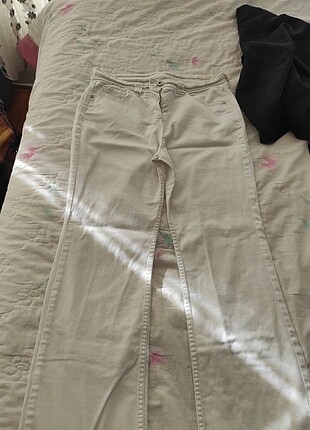 Beyaz kanvas kot kumaş pantolon 