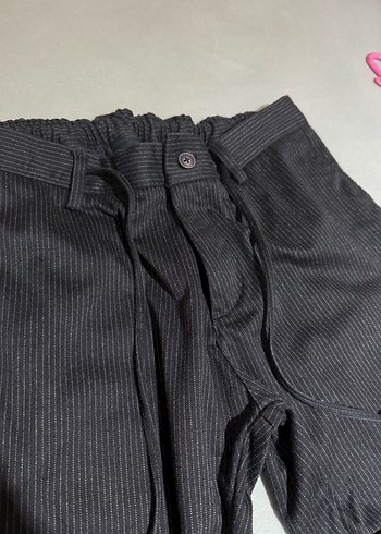 Siyah Kemerli Erkek Günlük Çizgili Pantolon - Görsel 2