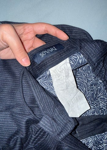 Siyah Kemerli Erkek Günlük Çizgili Pantolon - Görsel 4