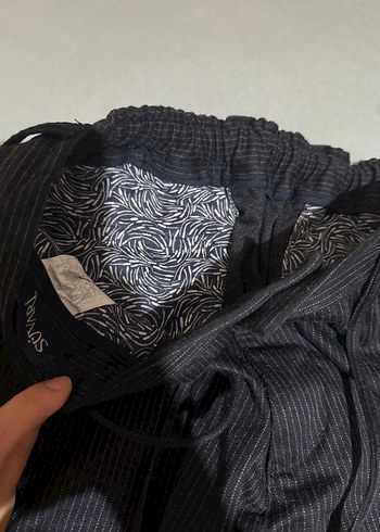 Siyah Kemerli Erkek Günlük Çizgili Pantolon - Görsel 3