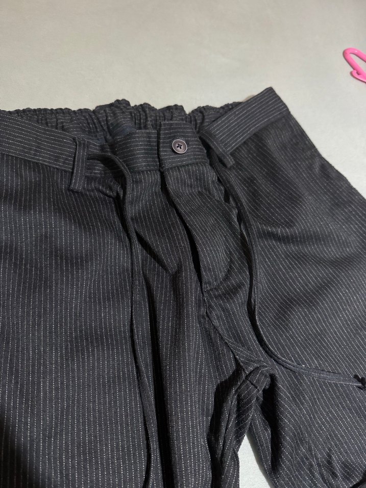 Siyah Kemerli Erkek Günlük Çizgili Pantolon - Görsel 2