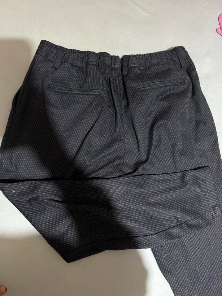 Siyah Kemerli Erkek Günlük Çizgili Pantolon - Görsel 5