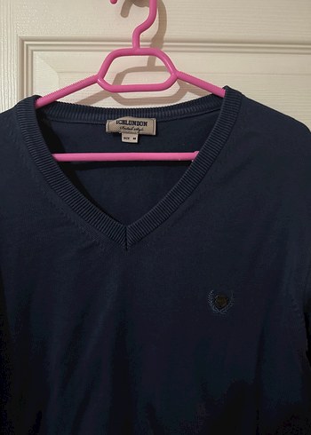 Lacivert V Yaka Pamuklu erkek Kazak - Görsel 2