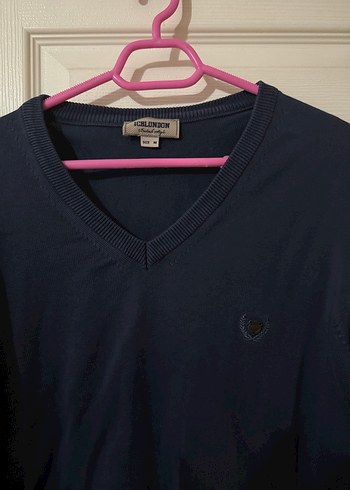 Lacivert V Yaka Pamuklu erkek Kazak - Görsel 3