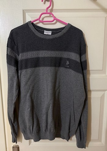 Gri Erkek Triko Uzun Kollu Kazak - Görsel 2