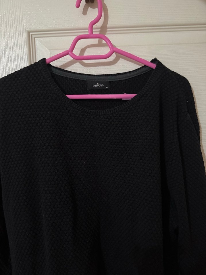 Siyah Oversize Triko Erkek Kazak - Görsel 2