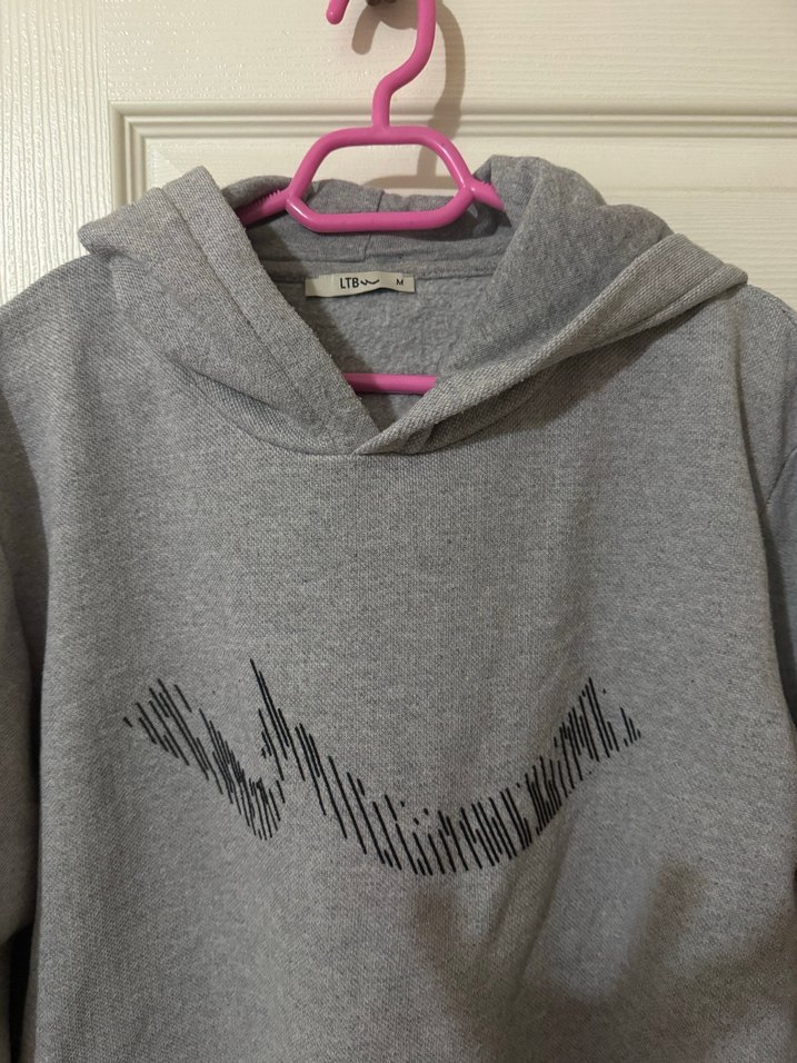 Gri Kapüşonlu erkek Sweatshirt - Görsel 2