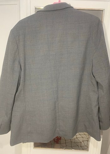 Gri Düğmeli Kadın Blazer Ceket kareli - Görsel 4