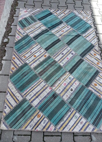 Patchwork Antika vintage kök boya el dokuma kilim