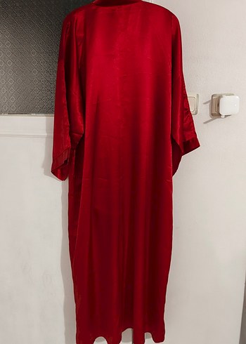 Parlak Kırmızı Uzun Kadın Sabahlık - Görsel 2