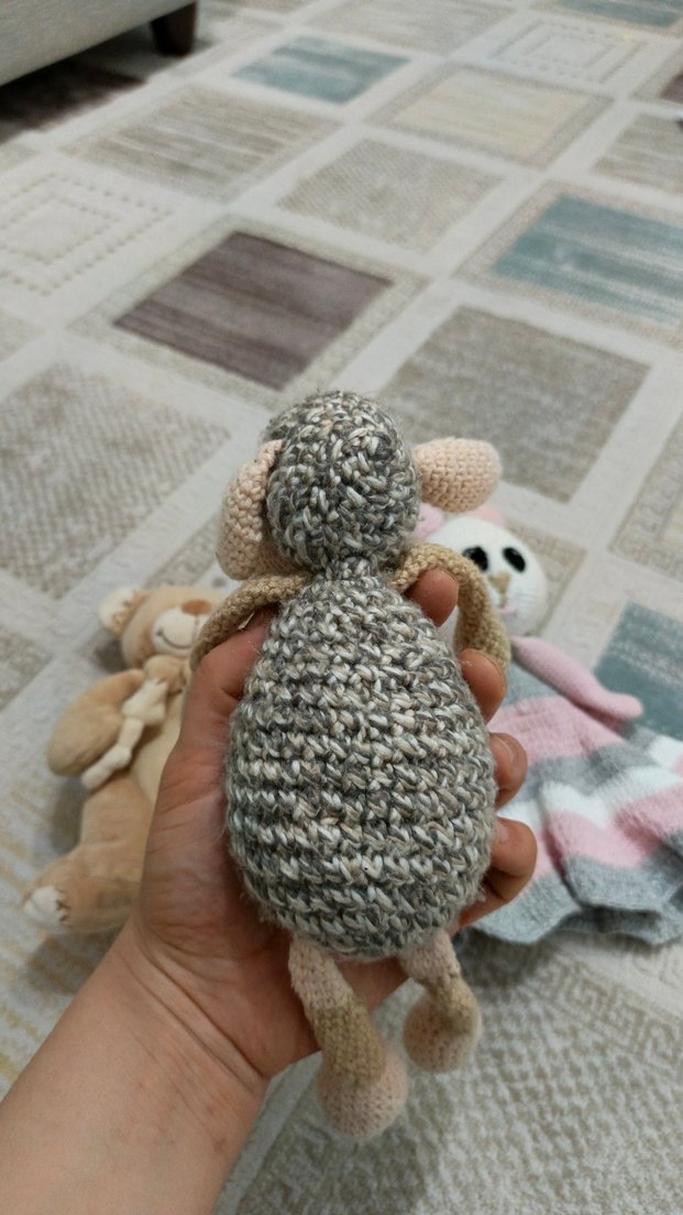 Gri El Örgüsü Peluş Koyun Oyuncak - Görsel 3