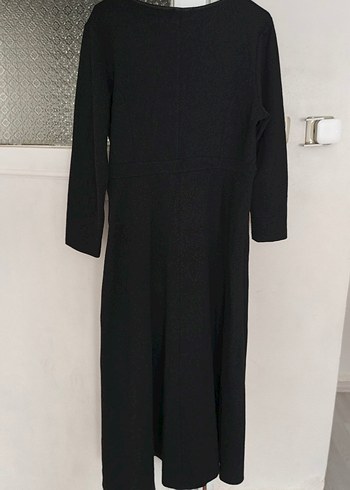 Kemer Detaylı Siyah Uzun Kollu Kadın Elbise - Görsel 2