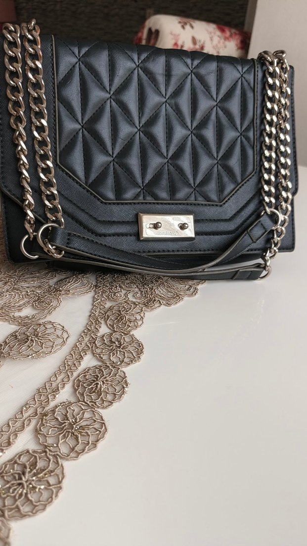 Nine West Zincir Detaylı Siyah Deri Kadın Çanta - Görsel 2