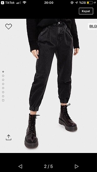 Bershka Siyah slouchy pantolon