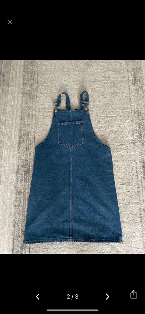 Kadın Mavi Denim Midi Salopet - Görsel 2