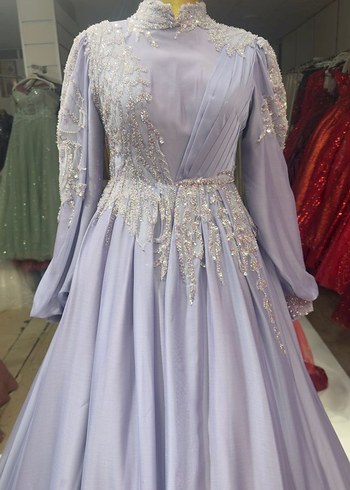 Kırmızı İşlemeli Uzun Abiye Elbise - Görsel 5